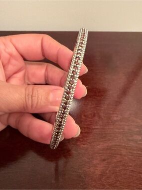 Judith Ripka sterling silver brown gemstones slip on  Bangle bracelet